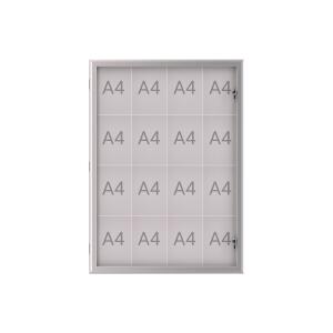 Schaukasten MAULexcite für Außen, alu, für 16x A4, Flügeltür aus ESG-Sicherheitsglas, umlaufende Dichtung und integriertes Schloss,  Außenmaße: 130,4 x 95,6 x 2,8 cm