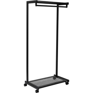 Reihengarderobe MAULbolero 74 cm, mattschwarz, 46 kg belastbar, mit Hutablage und Zweitablage 4 Doppellenkrollen, 2 feststellbar