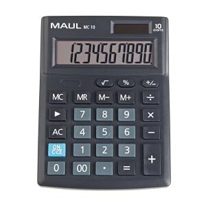 Tischrechner MC 10 mit 10-stelliger LCD-Anzeige, schwarz, Solar-/Batteriebetrieb