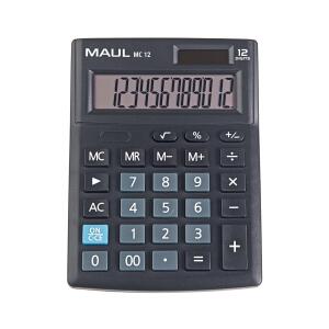 Tischrechner MC 12 mit 12-stelliger LCD-Anzeige, schwarz, Solar-/Batteriebetrieb