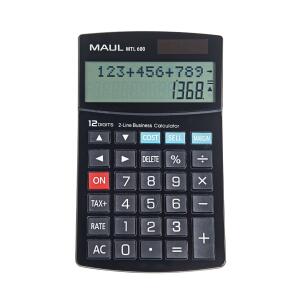 kaufmännischer Tischrechner MTL 600 mit 12-stelliger LCD-Anzeige, schwarz, Solar-/Batteriebetrieb