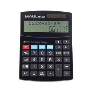 kaufmännischer Tischrechner MTL 800 mit 12-stelliger LCD-Anzeige, schwarz, Solar-/Batteriebetrieb
