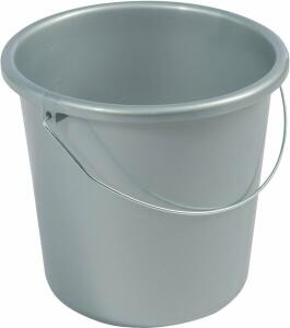 Haushaltseimer, 5 Liter, silber, mit Metallbügel und Maßeinheit, Siebdruck möglich