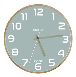 Unilux BALTIC Wanduhr hellgrün, 31,5 cm Durchmesser, mit Rahmen und Zeigern aus Holz, inkl. Batterie