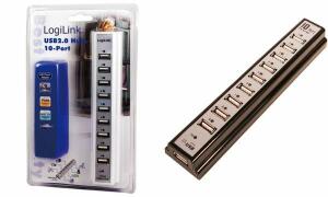 LogiLink USB 2.0 Hub mit Netzteil, 10-Port, schwarz (11111264)