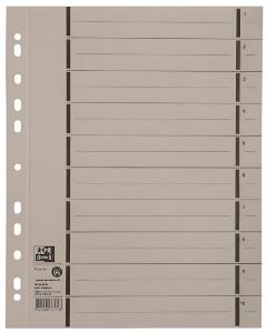 Trennblatt A4 mit Perforation, aus 250 g/m² Manilakarton (RC), grau