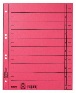 LEITZ Trennblätter, A4 Überbreite, Manilakarton 230g/qm, rot (80165825