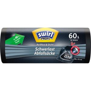 swirl Profi Schwerlast-Abfallsack, schwarz, 60 Liter (9509638)