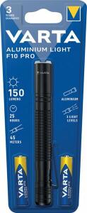 LED Taschenlampe Alu Light F10 Pro, Leuchtweite: 45m, Leuchtdauer: 25h, Lichtstärke: bis zu 150lm, inkl. 2 x AAA Batterie